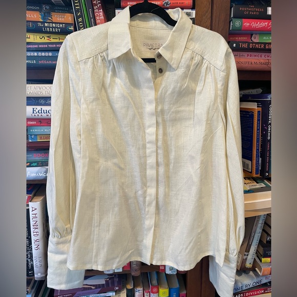 NWOT Pavietra Bishop Sleeve Victorian Linen Blouse - Picture 5 of 11